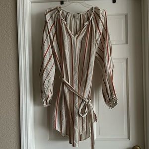 Loft Beach Long Sleeve Striped Oversized Shirt Dress